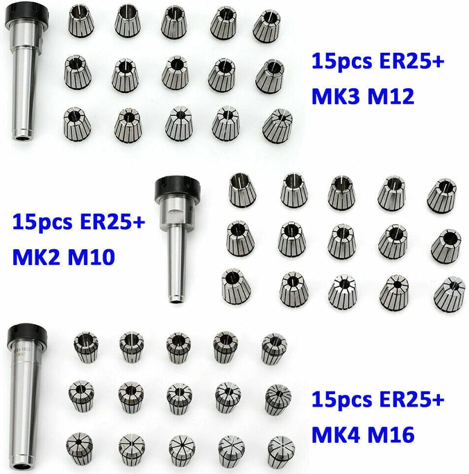 MK2 MK3 MK4 430E Spannzangenfutter ER25 Spannzangensatz 0.015mm Genauigkeit (MK2 M10)