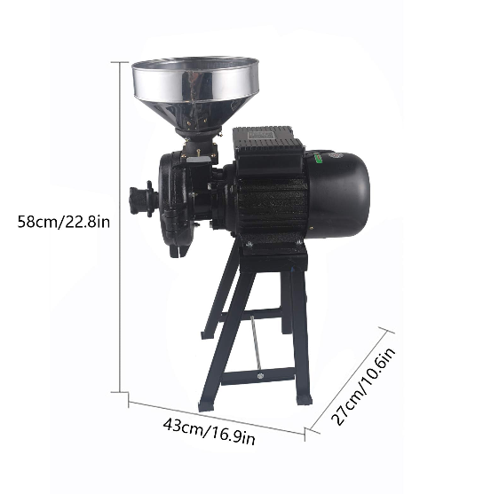 Getreidemühle Elektrisch Kornmühle Getreidequetsche Trockenkorn Weizenmühle Schrotmühle Kaffeemühle, 1500W, 1400R / min, Stufenlos verstellbarer Mahlgrad