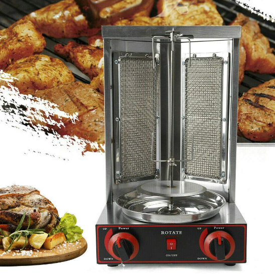 Dönergrill 3000W Elektro Gas Schaschlik-Vertikal-Multigrill Edelstahl Gyrosgrill