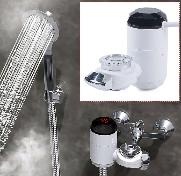 3000W 360 ° Elektrische LED-Wasserhahn Intelligente Digitalanzeige Instant Warmwasserbereiter