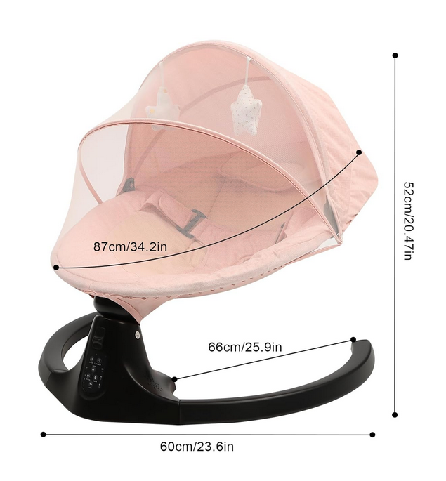 Babywippe, Elektrische Baby Wippe mit Musik, Babyschaukel , 5 Schwankungsbogen, 3-Stufen-Timer, Pink