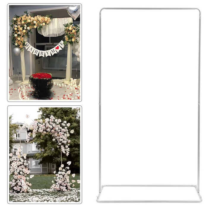 Quadratischer Hochzeitsbogen mit Basen, Weiß Bogen für Brautparty-Event-Dekor