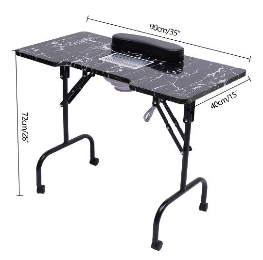 Tragbarer Nageltisch für Techniker mit Klappfunktion. Maniküre Schreibtisch für beide Salon und zu Hause mit Staubkollektor Fan