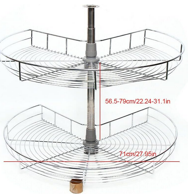 Küchenregal 270 ° Eckdesign Ecke Lagerregal Schrank 2-Stufiges Höhenverstellbares Ausziehbares Aufbewahrung Ablagen für Vorratsräumen Gastronomien Küchen