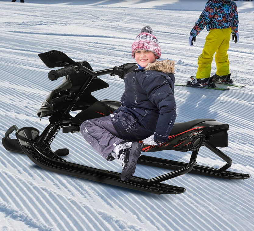 Lenkschlitten bis 80 kg Schlitten für Kinder Kinderschlitten Skiboblenkschlitten mit Bremse,Zugseil,Stoßdämpfer