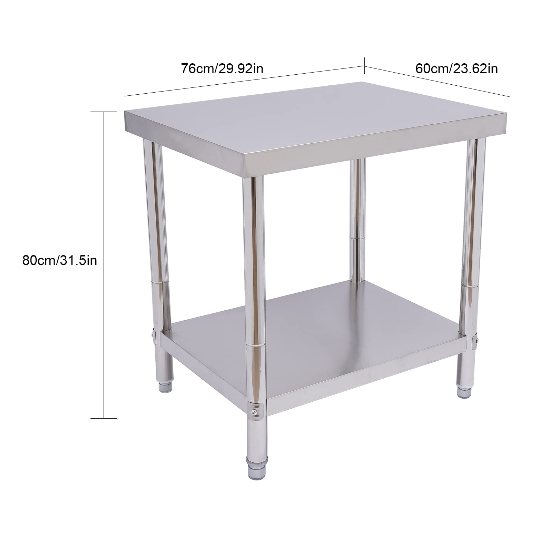 Edelstahl Tisch für Vorbereitung & Arbeit, kommerzielle Heavy Duty Food Prep Worktable mit Unterregal für Restaurant, Haus und Hotel