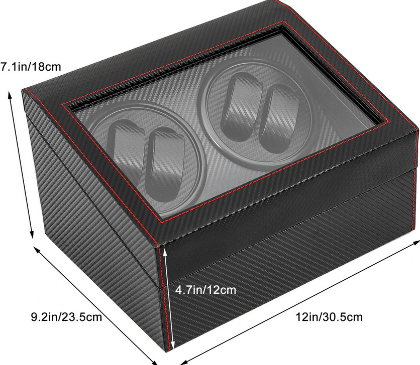 Uhrenbeweger 4+6 Automatikuhren Beweger Uhren Watch Winder Box Uhrenbox PU-Leder Schwarz