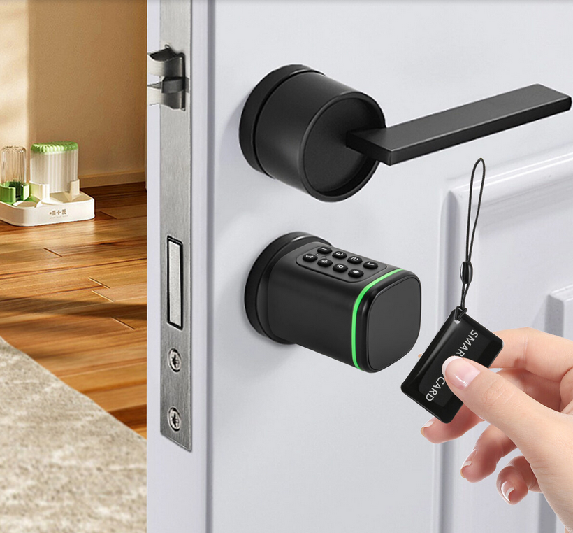 Elektronisches Türschloss Smart Zylinderschloss mit Notfallschnittstelle Home Türschloss APP, Schlüssel Passend für Türen mit einer Dicke von 1,4–1,8 Zoll