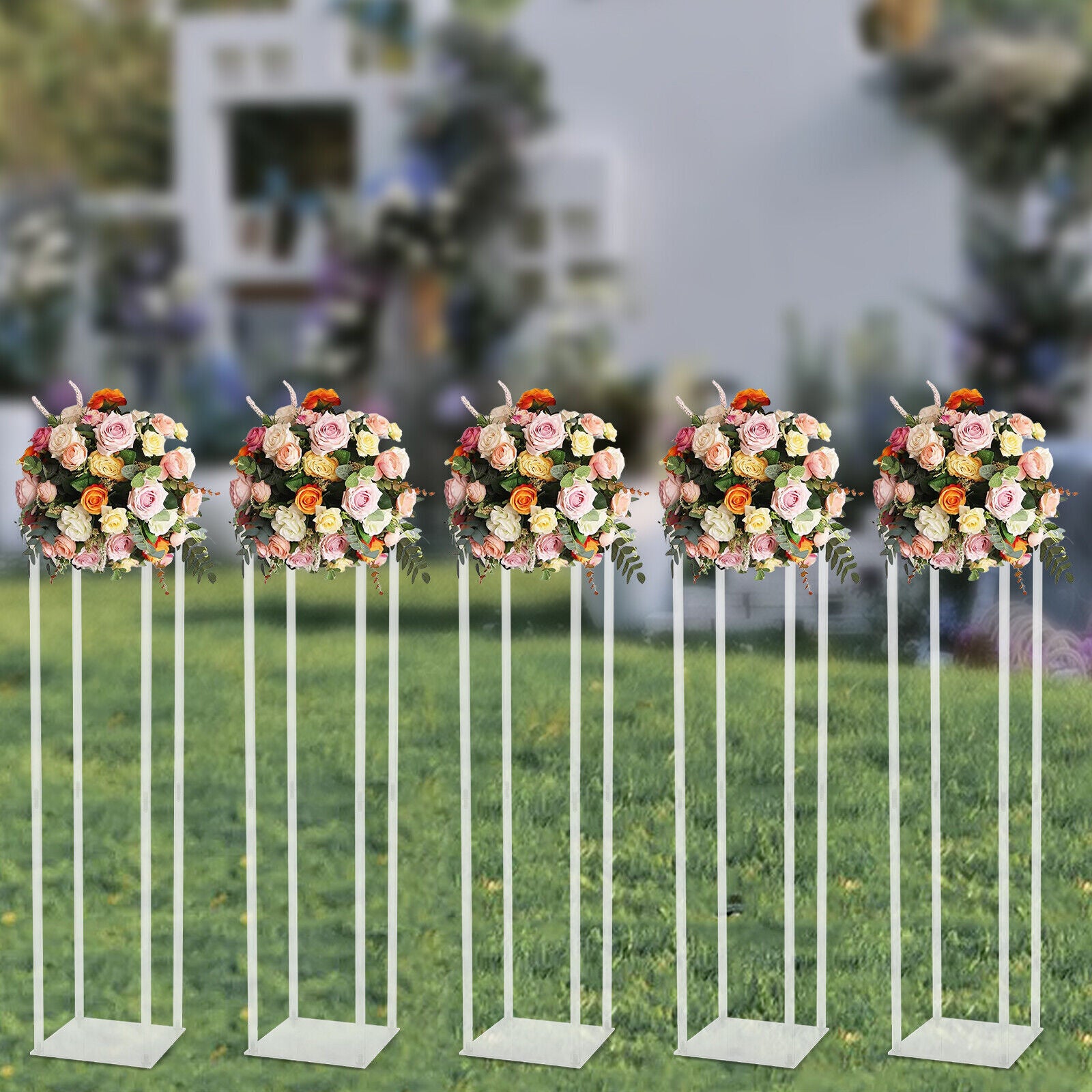 5 Stück Hochzeit Blumenständer aus Arcyl, 100cm Transparent Hochzeit Mittelstücke Säule