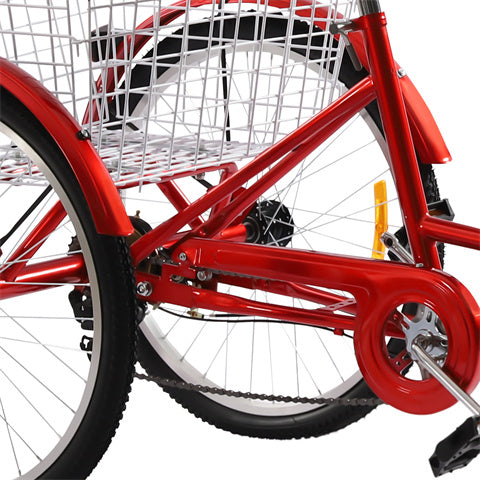 Dreirad 24 Zoll Fahrrad für Erwachsene mit Korb