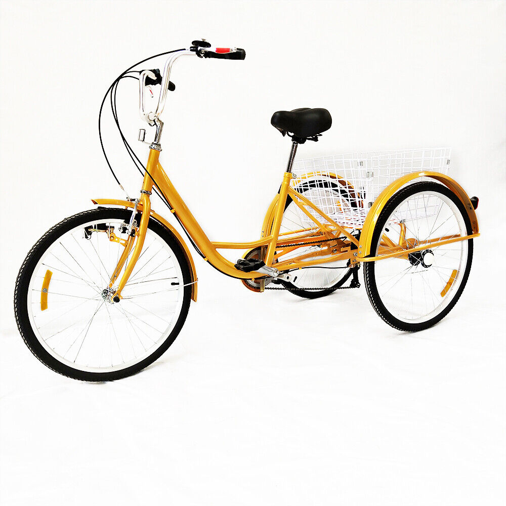 24 Zoll Dreirad Erwachsene 3 Räder Fahrrad 6 Gang Rikscha Tricycle Trike mit Korb