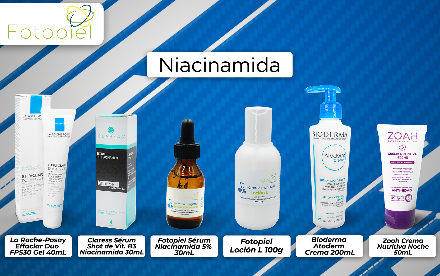 productos que contien niciacinamida y están disponibles en fotopiel