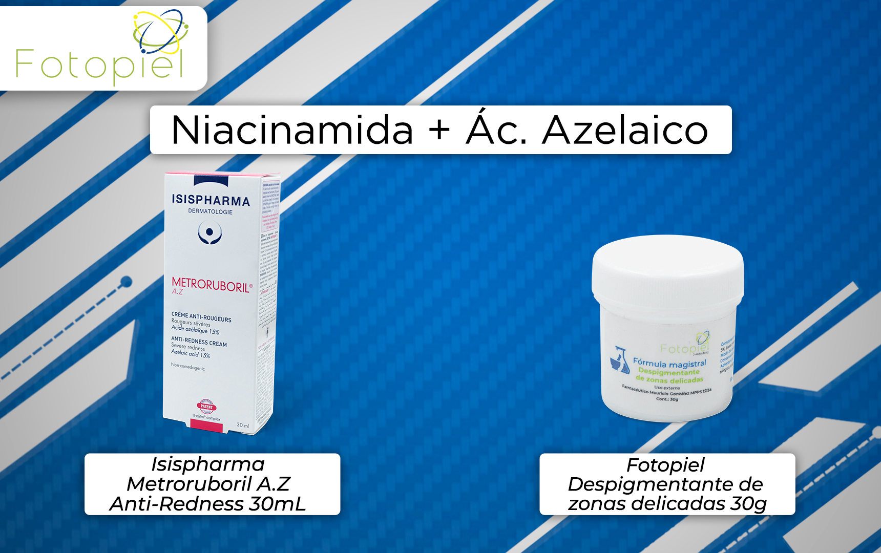 productos que contien niciacinamida & ácido azelaico en su formulación y están disponibles en fotopiel