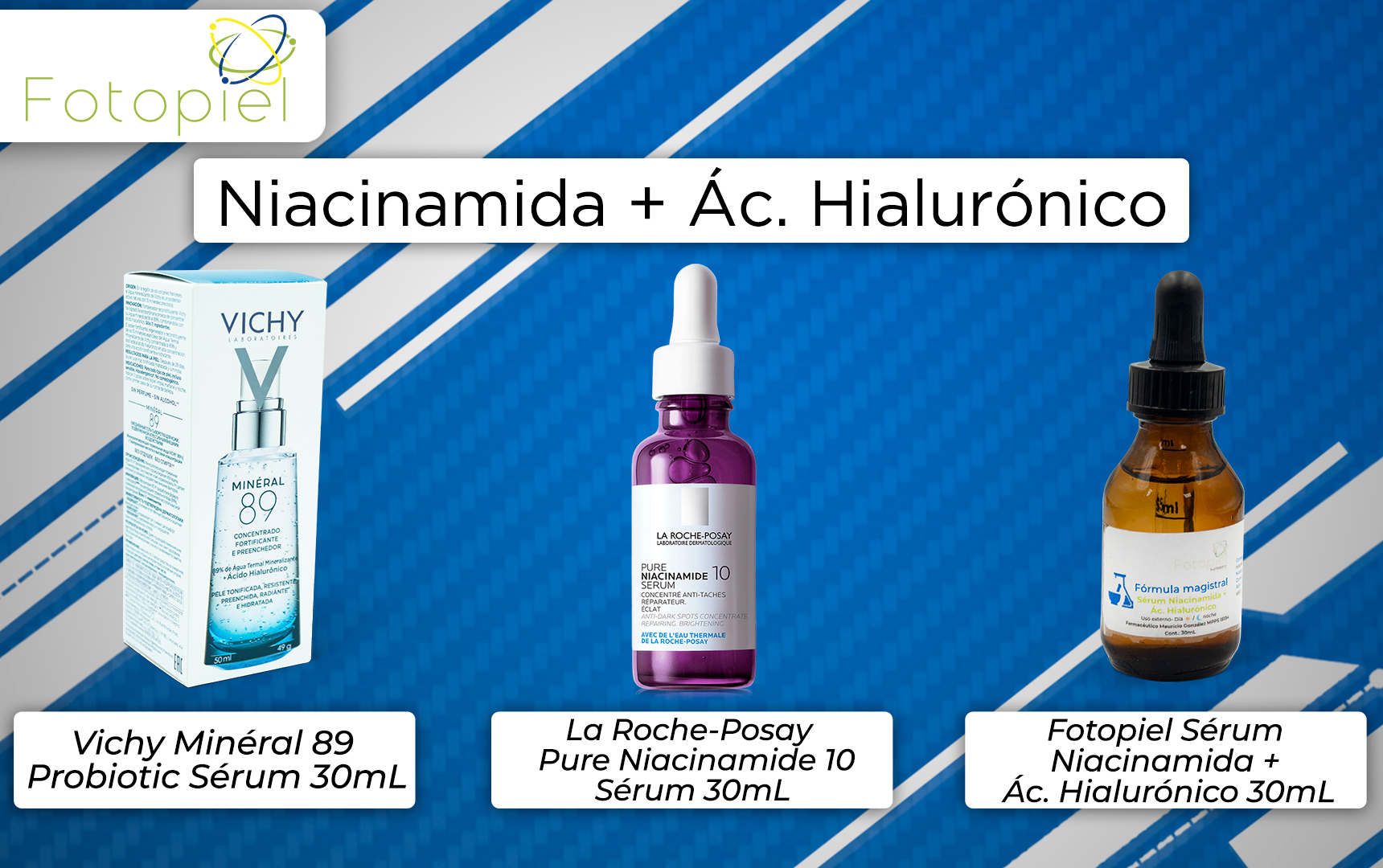 productos que contien niciacinamida & ácido hialurónico en su formulación y están disponibles en fotopiel