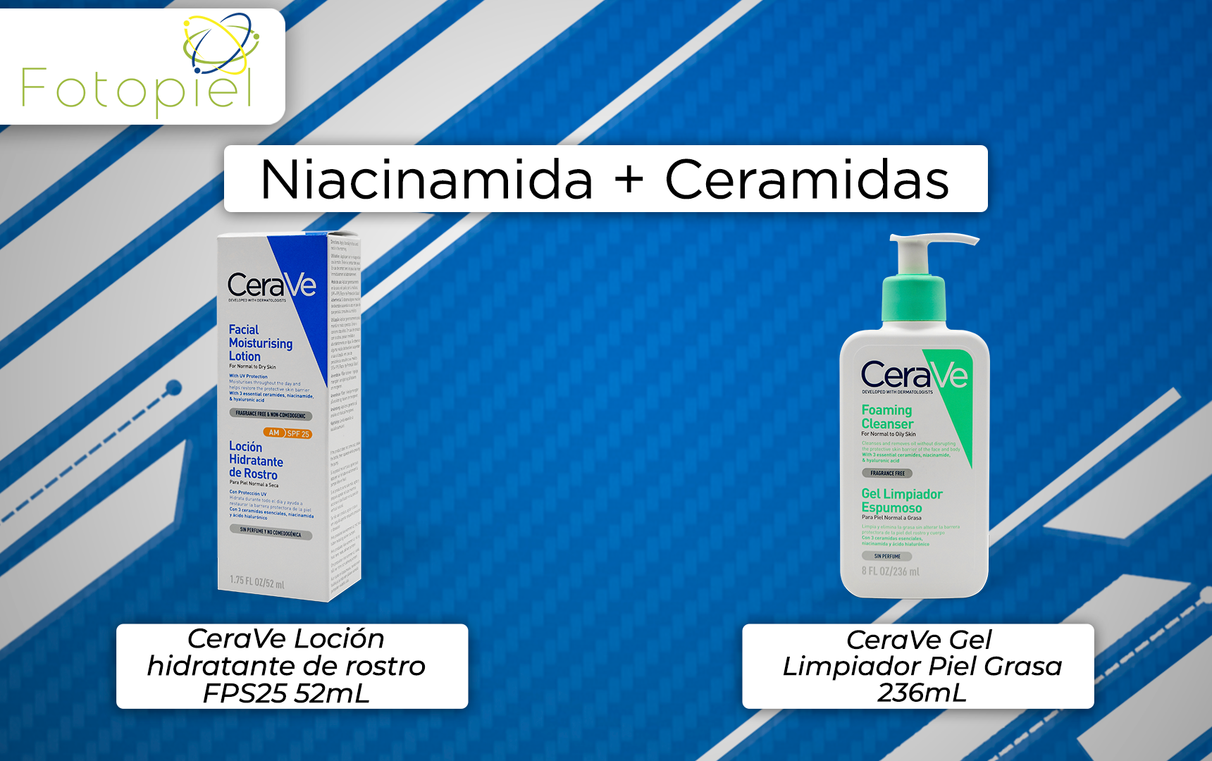 productos que contien niciacinamida & ceramidas en su formulación y están disponibles en fotopiel