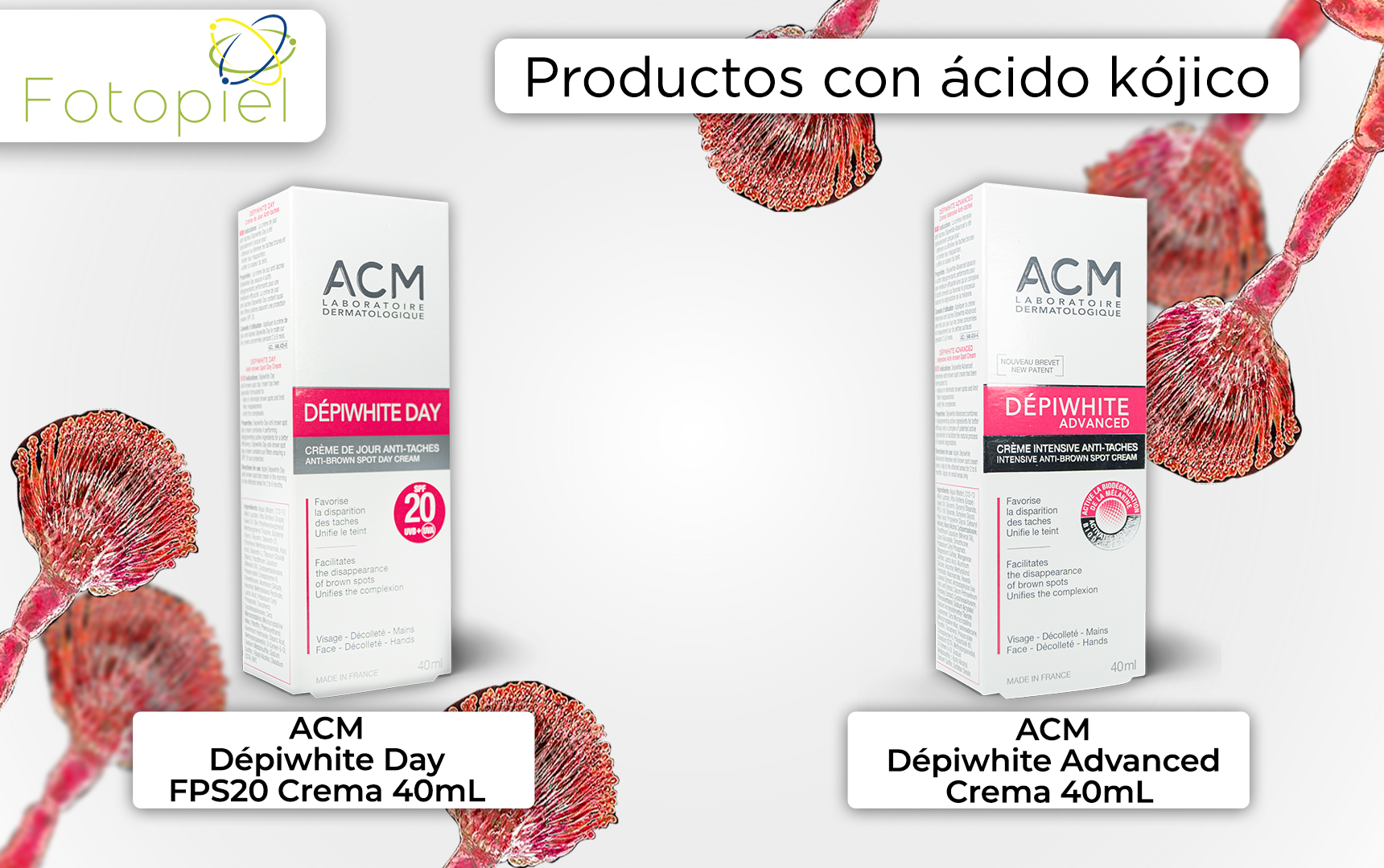 Productos que contienen ácido kójico; «ACM Dépiwhite Day FPS 20 - Crema 40mL» y «ACM Dépiwhite Advanced - crema 40mL» 