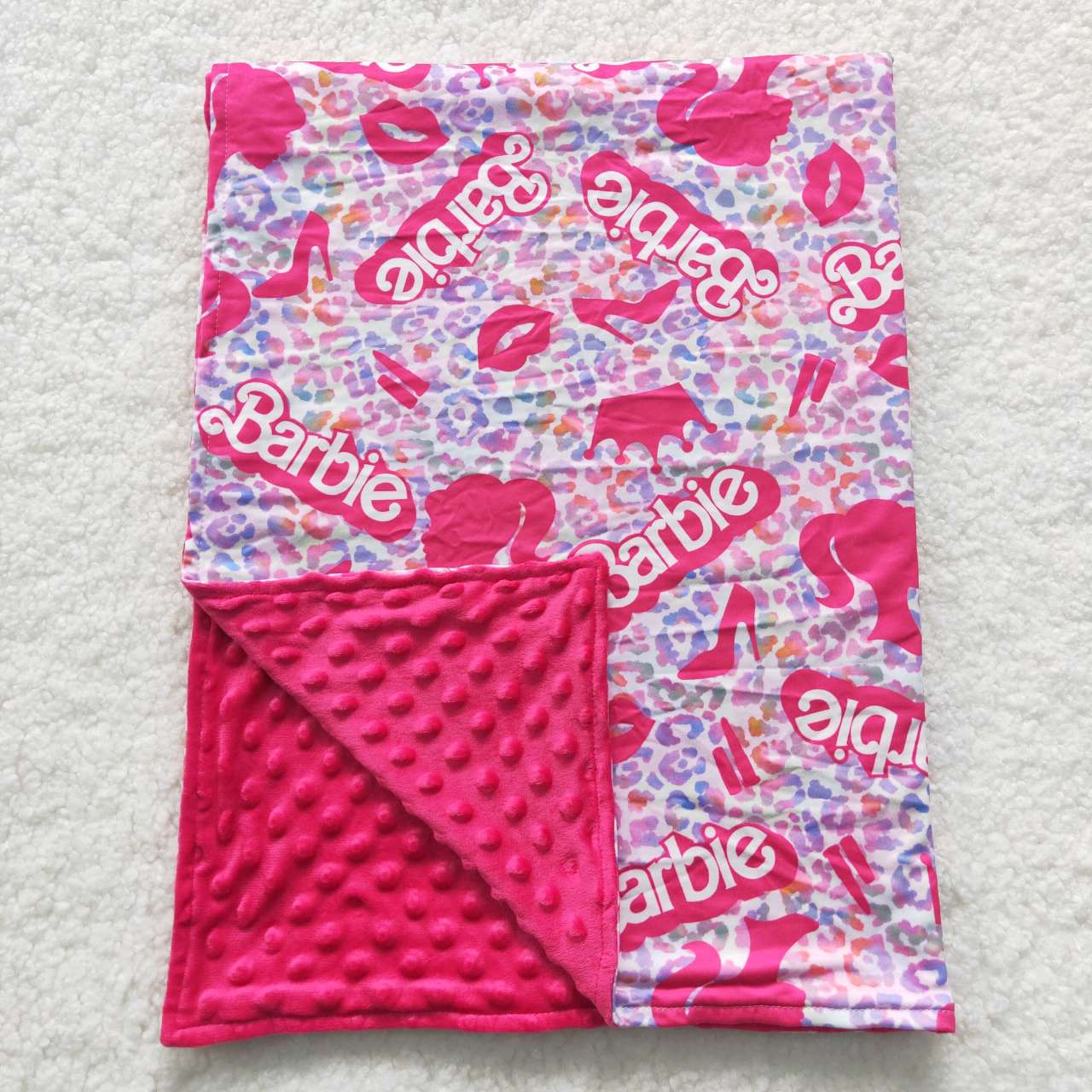 Baby Girl Barbie Pink Leopard Blanket, ZHOHAO05