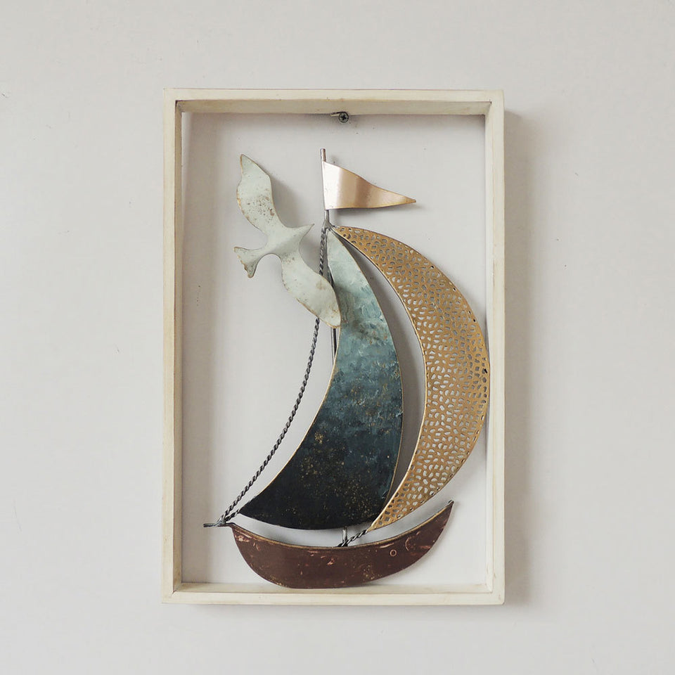 Download 3d Sailboat Seagull In A Wood Frame Metal Wall Art Hanging Home Of Temptations Interior Design Furniture Decor Gifts