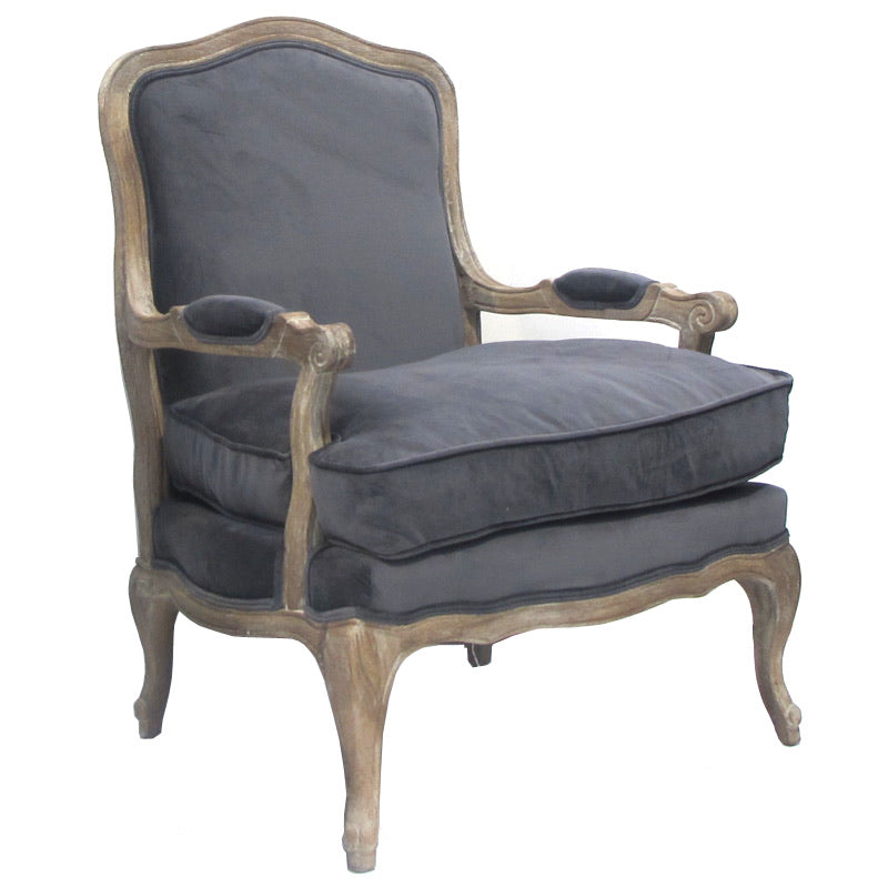 Carla French Country Country Chic Oak Charcoal Armchair