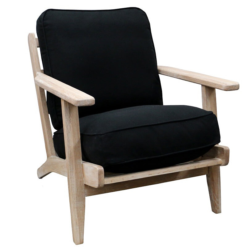 black linen armchair