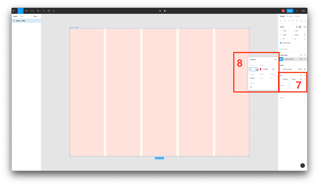 Figma background colour and grid system