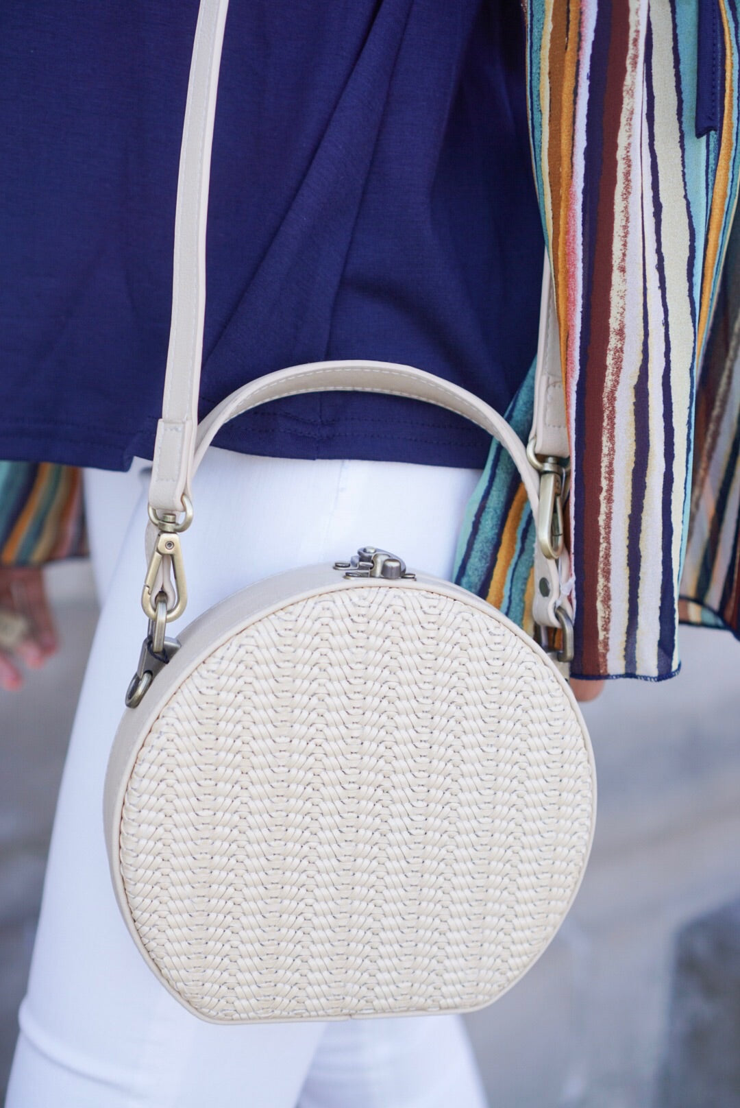 woven round crossbody bag