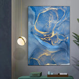 blue gold marble wall art