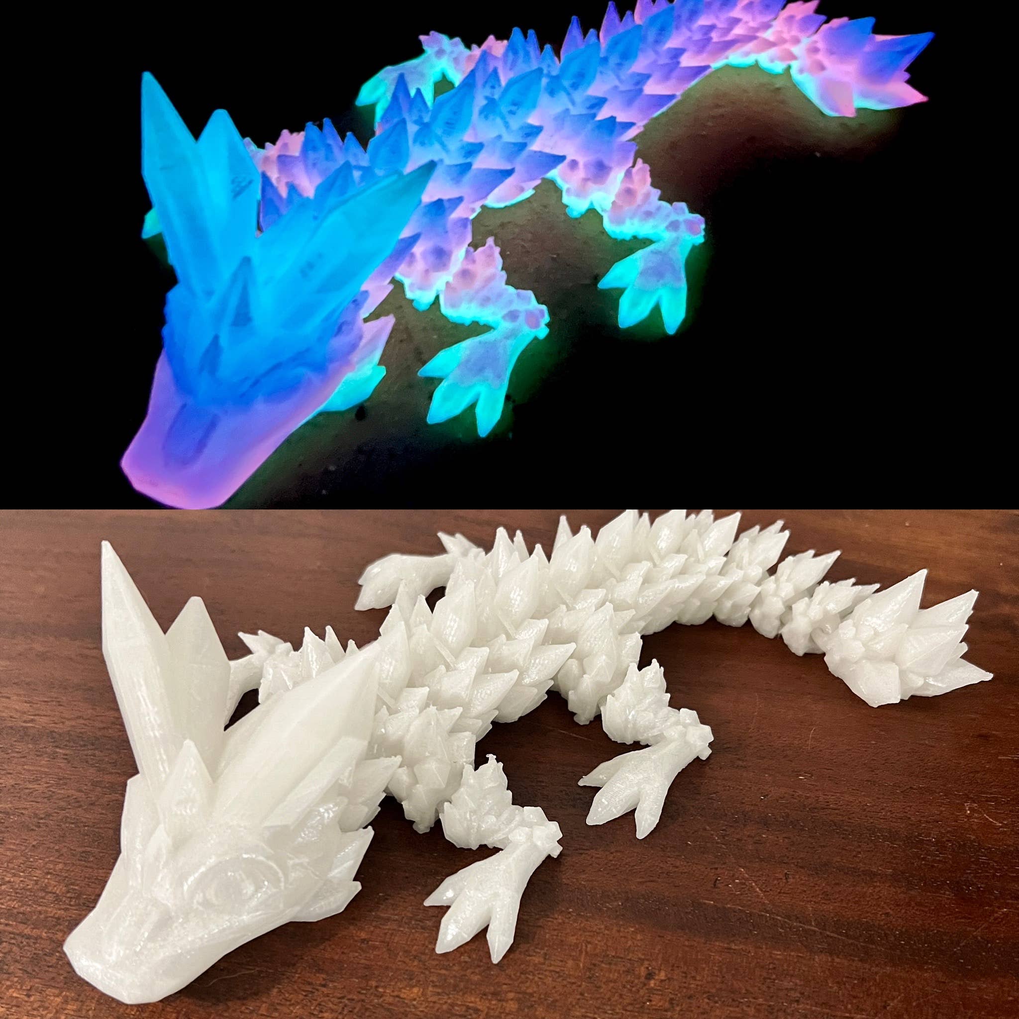 Magic Crystal Glow in the Dark Dragon Baby Rainbow 3D Printed