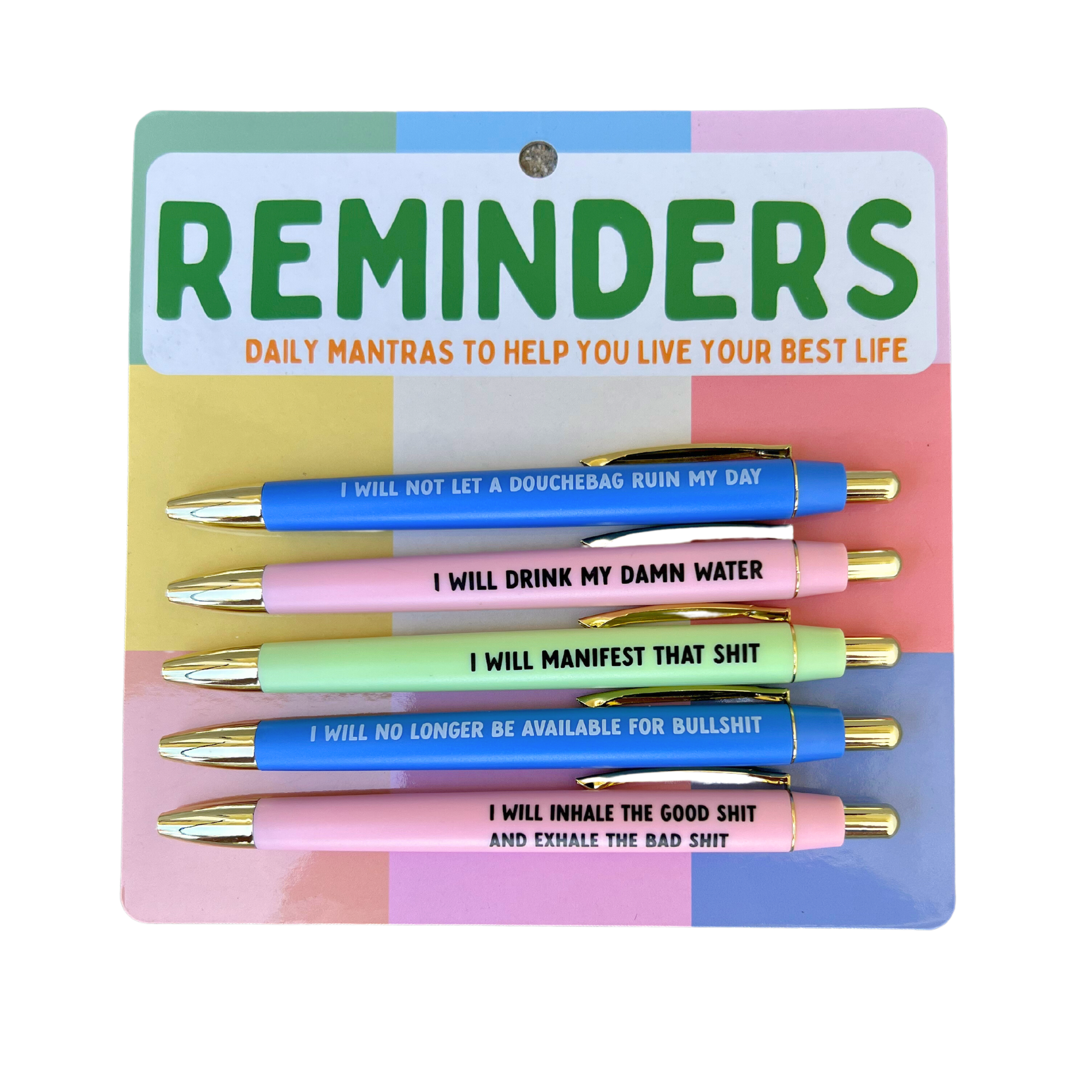 Sweary Fuck Pens Cussing Pen Gift Set - 5 Multicolored Gel Pens Rife with Profanity by The Bullish Store