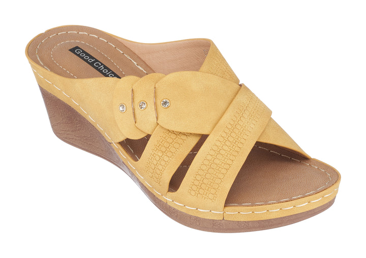 Dorty Yellow Wedge Sandals