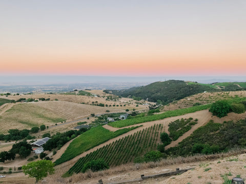 Paso Robles landscape from the mountain top setting sun