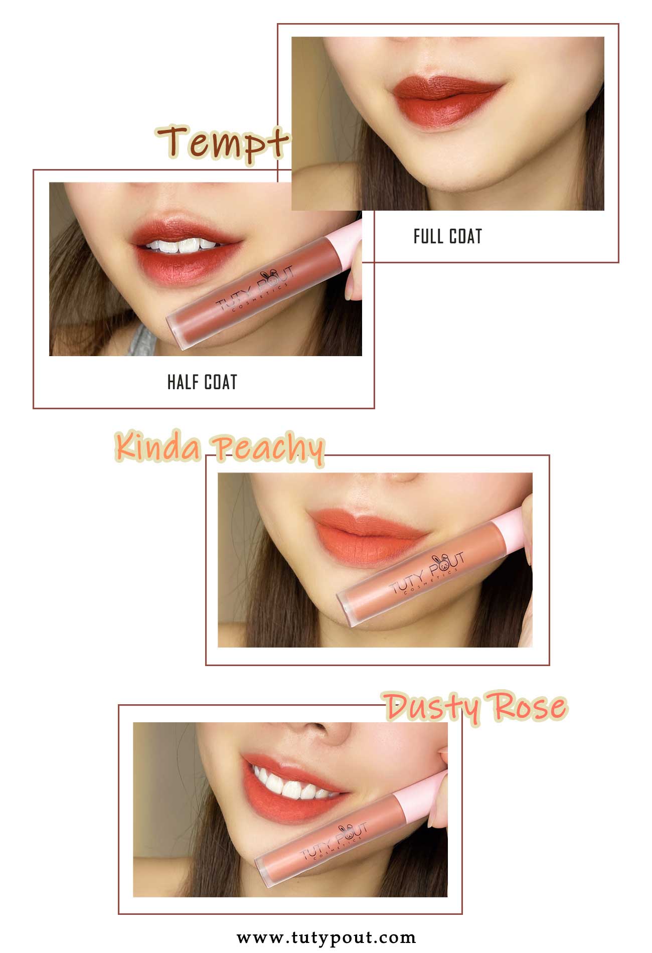 Bare Series - TUTYPOUT Cosmetics 2-Way Wear Vegan & Cruelty-free Long-lasting Soft Matte Liquid (lip swatch)