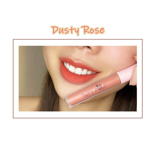 Lip swatch -TUTY POUT Cosmetics Vegan & Cruelty-free Long-lasting Soft Matte Liquid Lipstick - Dusty Rose