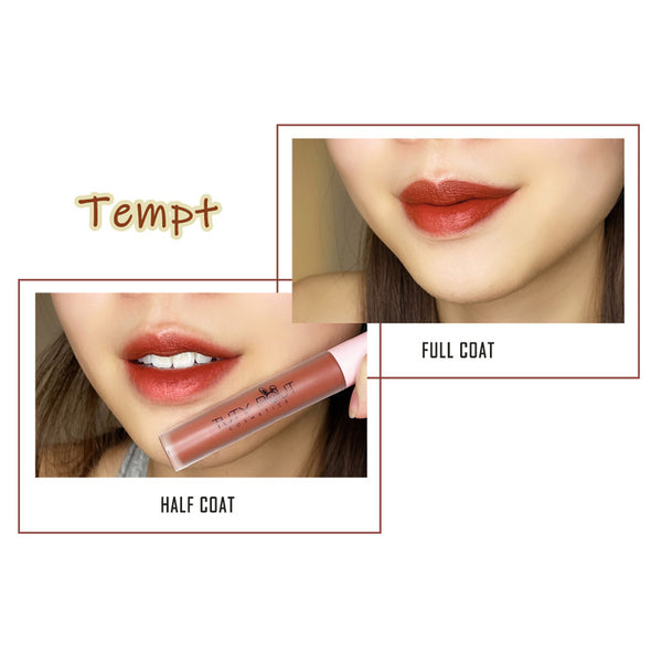 Lip swatch -TUTY POUT Cosmetics Vegan & Cruelty-free Long-lasting Soft Matte Liquid Lipstick - Tempt