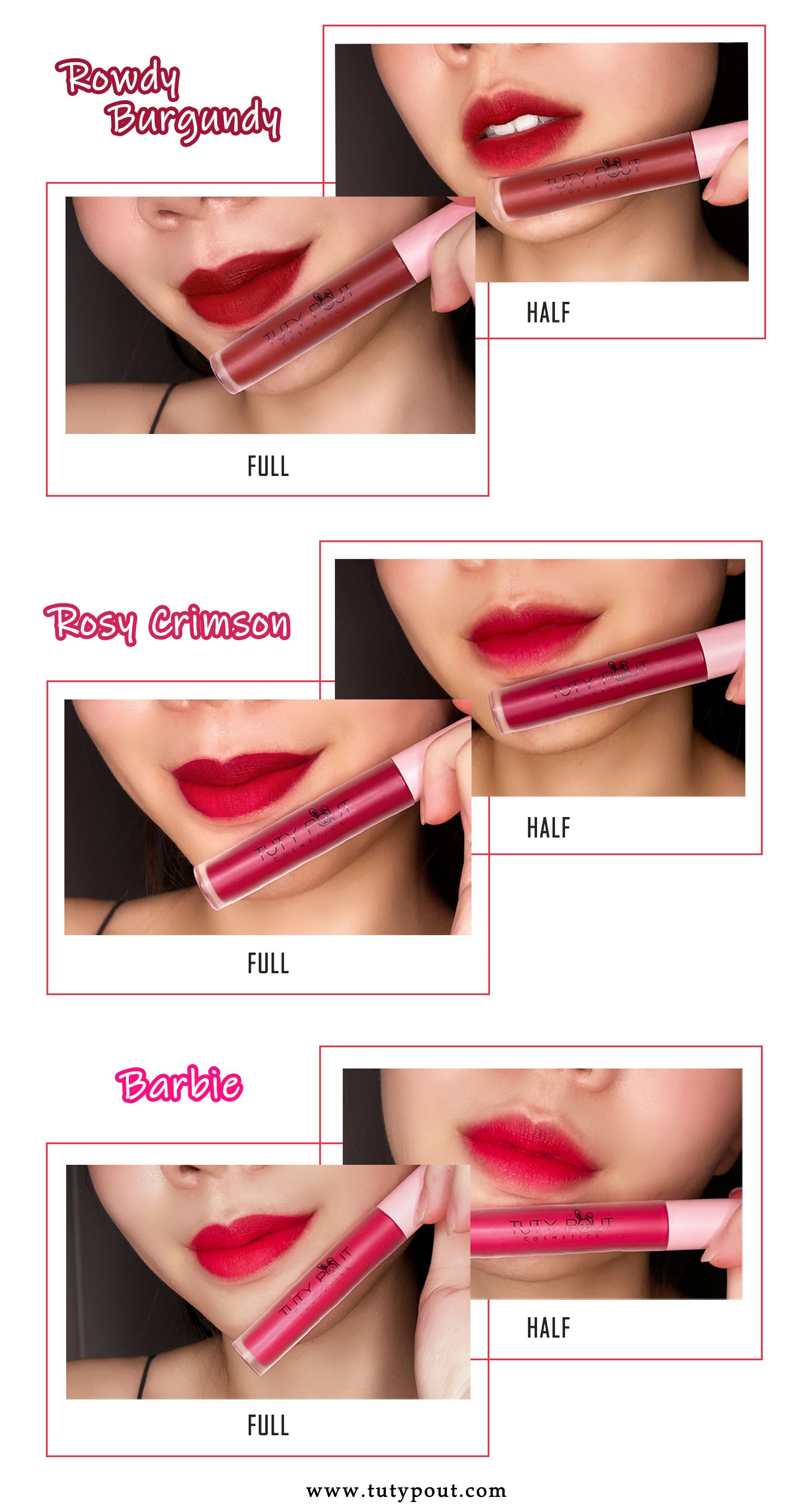 Sassy Series - TUTYPOUT Cosmetics 2-Way Wear Vegan & Cruelty-free Long-lasting Soft Matte Liquid (lip swatch)