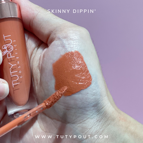 TUTY POUT Satin Matte Lip Cream - Hydrating Vegan & Cruelty-free Makeup - Palm Swatch (Skinny Dippin)