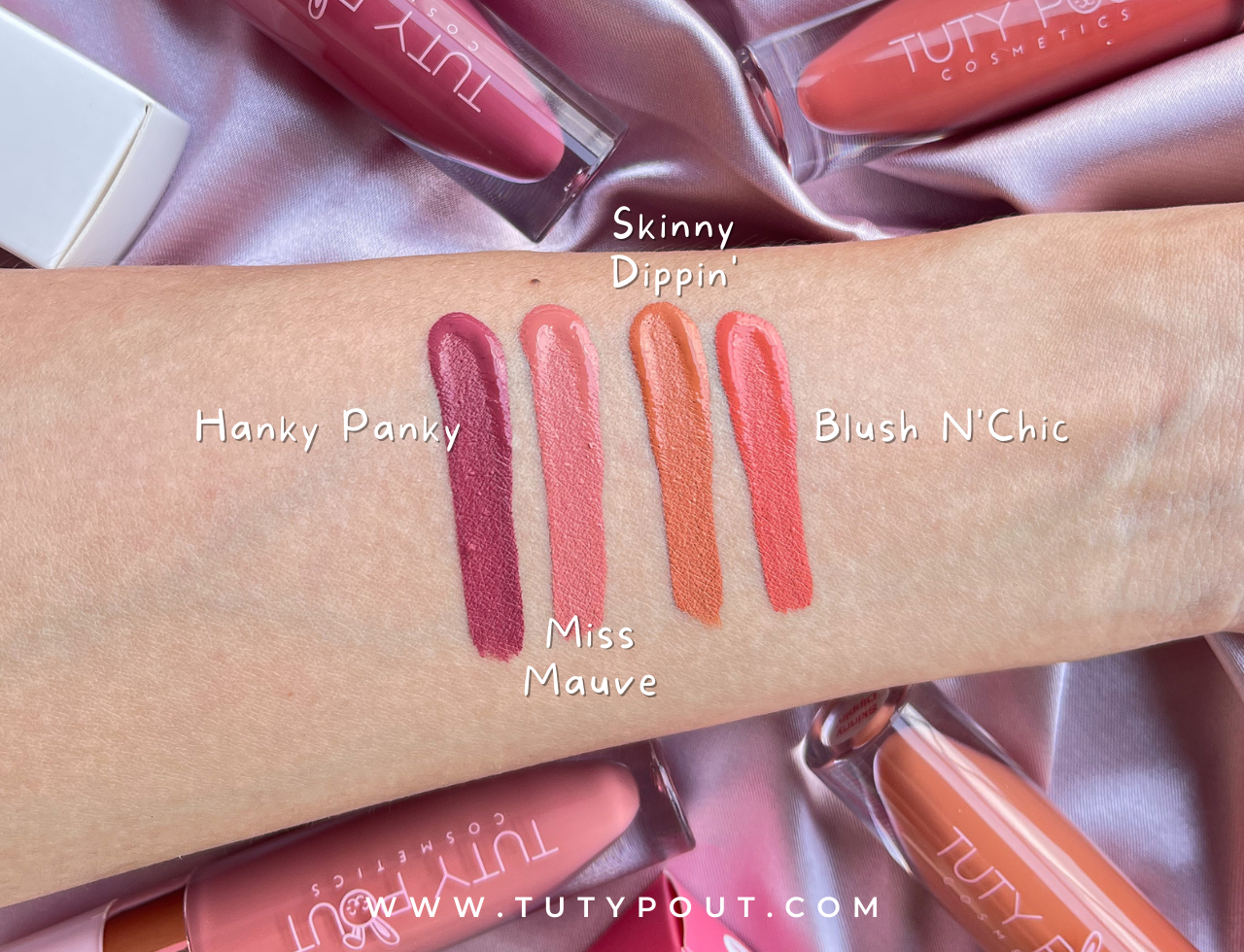 TUTY POUT Satin Matte Lip Cream - Hydrating Vegan & Cruelty-free Lip Cream (Collection Swatch)