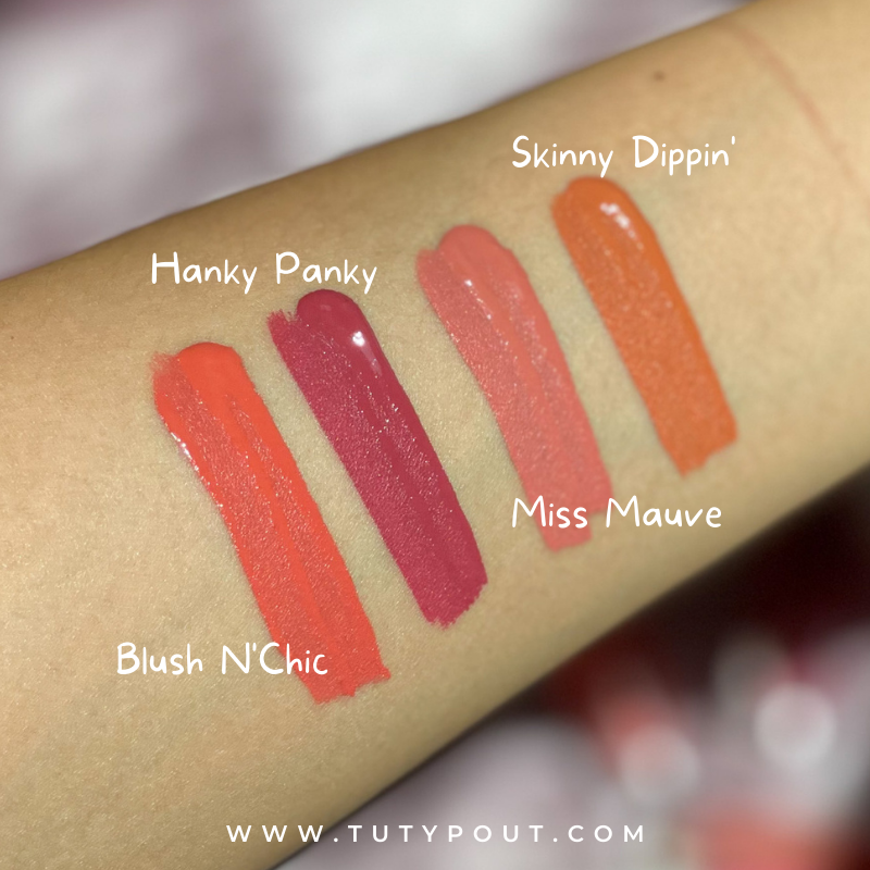Tuty Pout - Satin Lip Creme collection (vegan & cruelty-free matte lipstick) -swatch for blogpost)