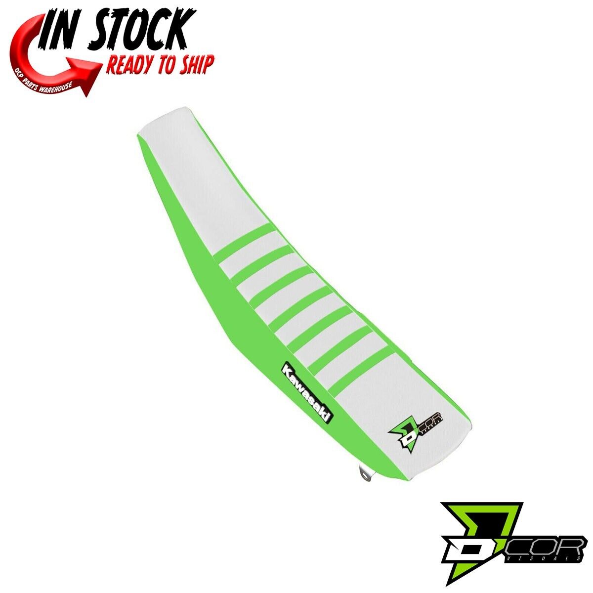 D'COR Seat Cover Green/White/Green Kawasaki KX250F 17-20 KX450F 16-18