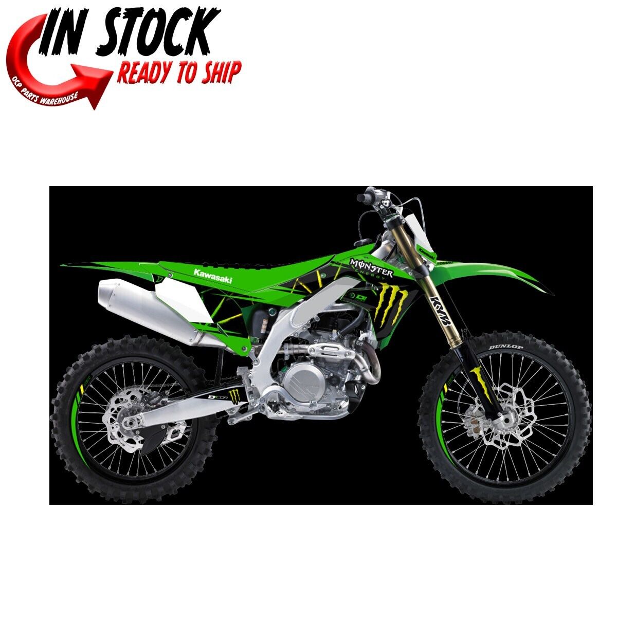 D'COR MONSTER ENERGY GRAPHICS KIT SLASH KAWASAKI  19-2023 KX450 KX250 20-20-136