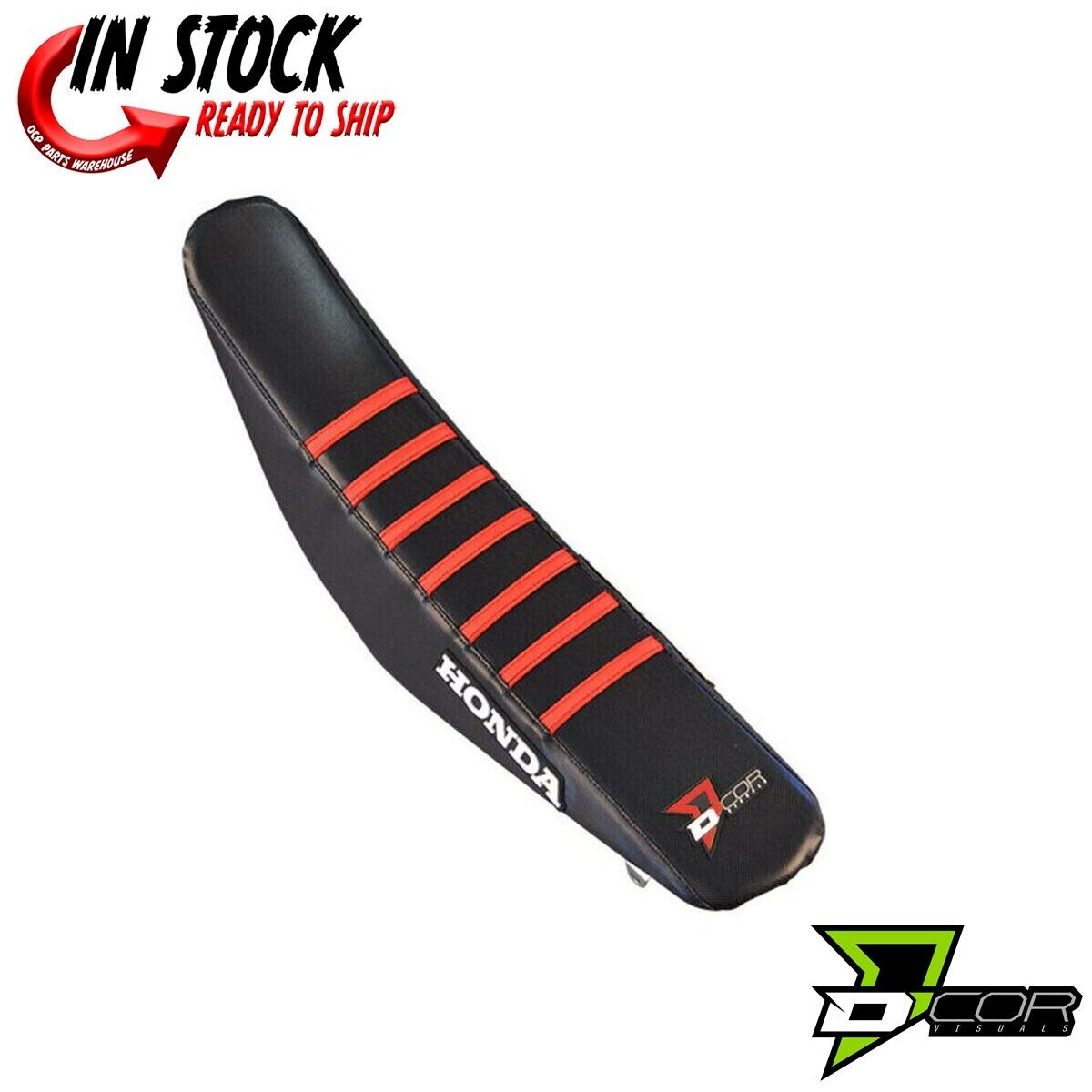 D'COR Ribbed Seat Cover Black W/Red Ribs Honda CRF110F 2019-2022 NEW