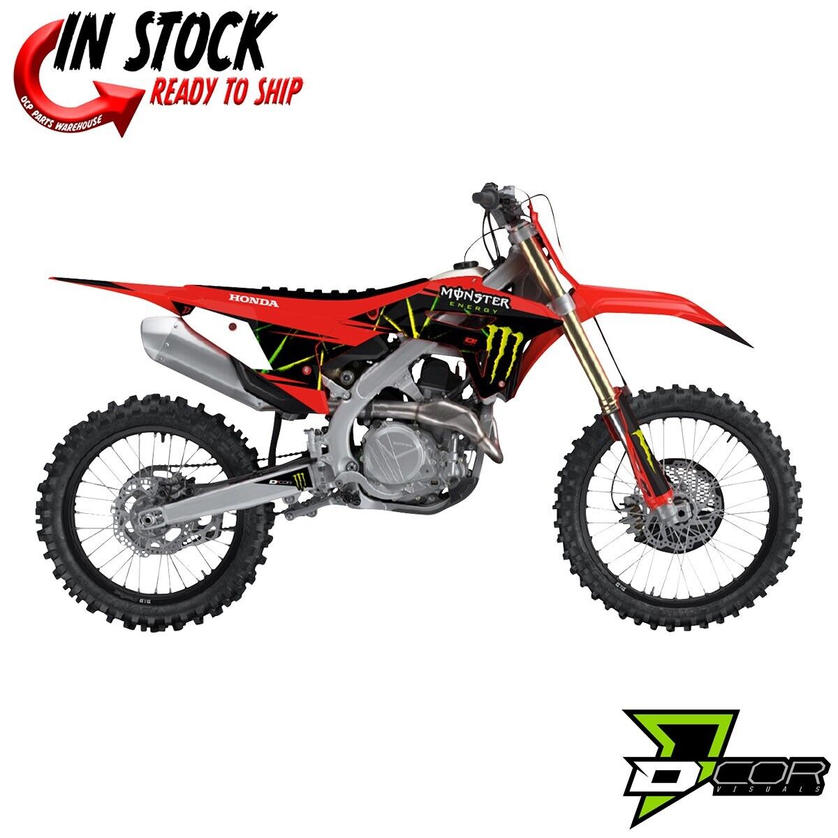 D'COR Monster Energy Slash Graphics Kit Honda CRF110 CRF 110 2019-2024