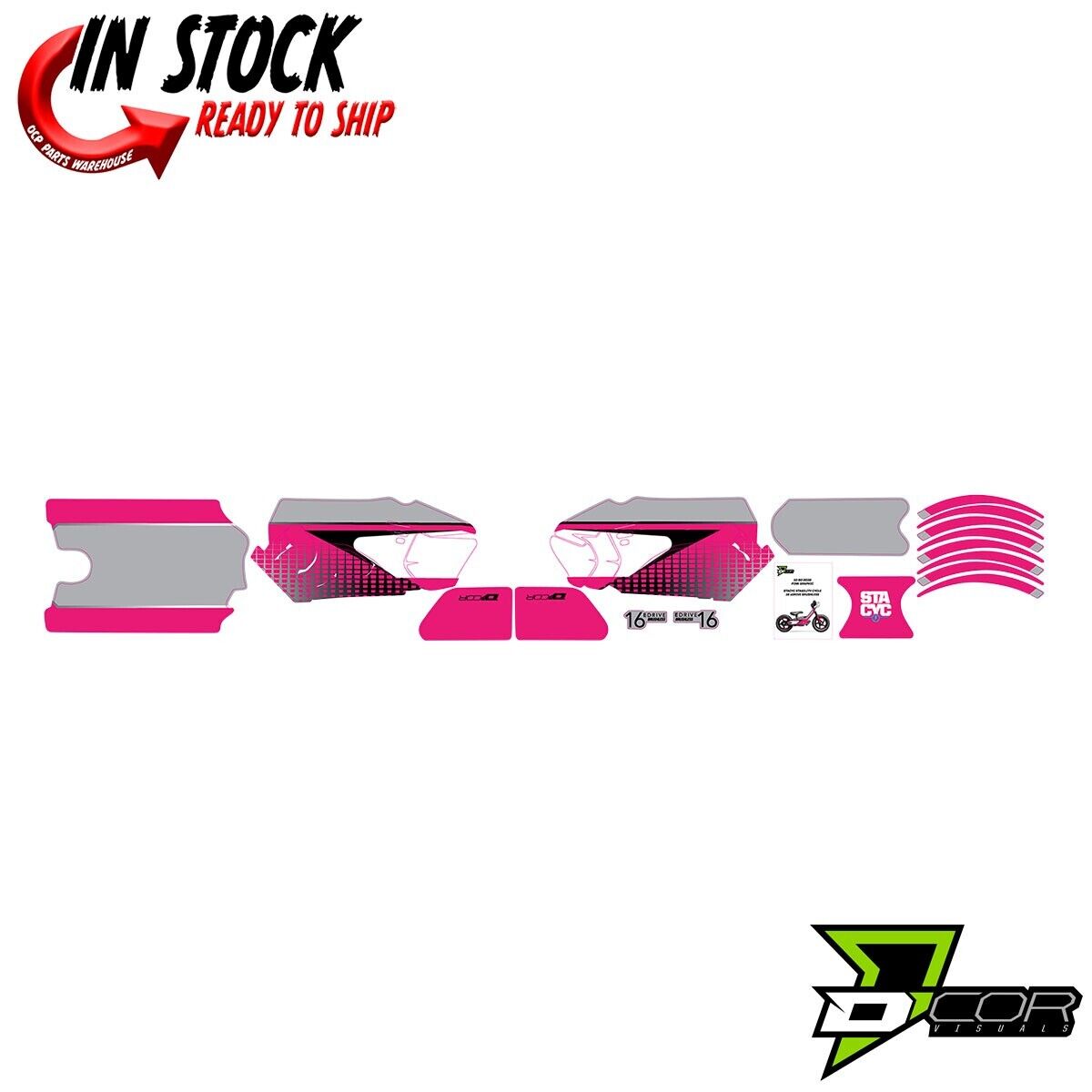 D'COR STACYC 16" eDrive Graphic Kit Pink E-Bike NEW