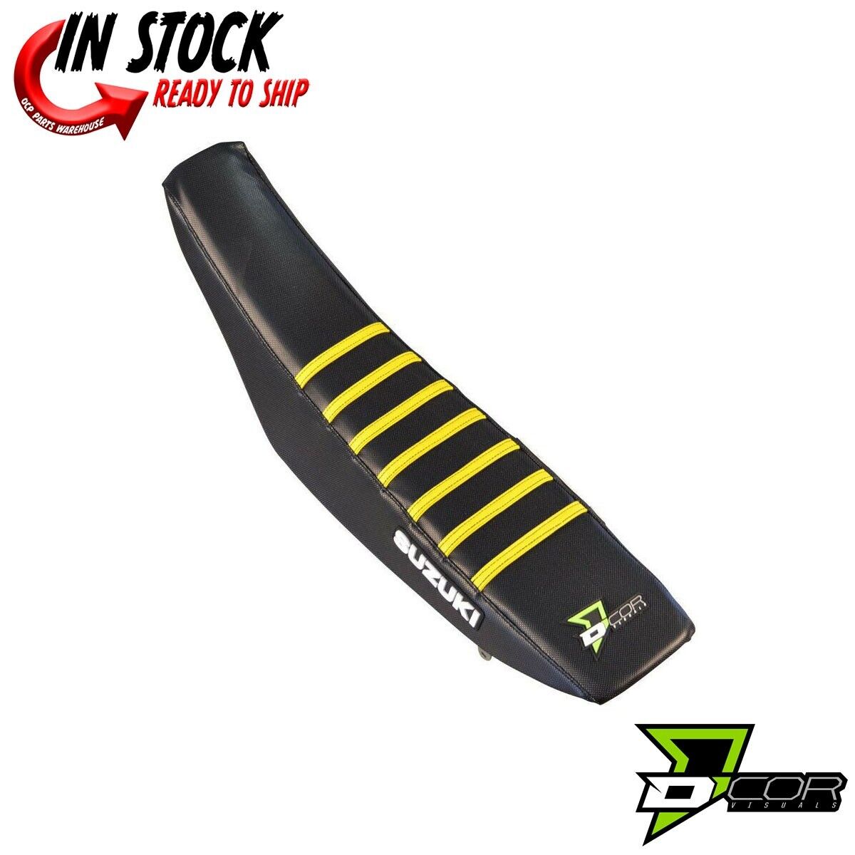 D'COR Seat Cover Black, Yellow Ribs Suzuki RMZ 250 19-21 450 18-21