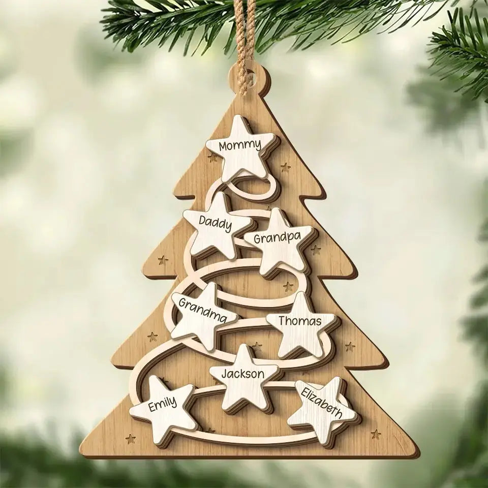 Family Is The Greatest Christmas Gift - Family Personalized Custom Shaped 2 Layered Wood Christmas Ornament - Christmas Gift For Family Members