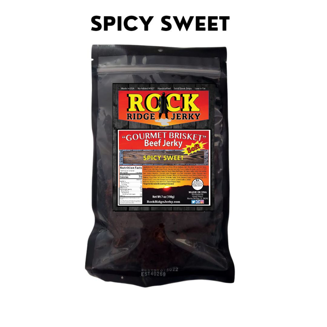 Spicy Sweet Brisket beef jerky from Rock Ridge Jerky