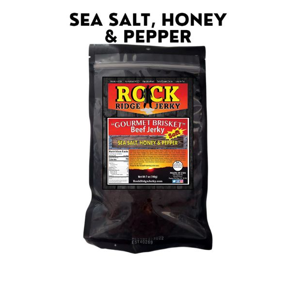Sea salt, Honey and Pepper Brisket beef jerky from Rock Ridge Jerky