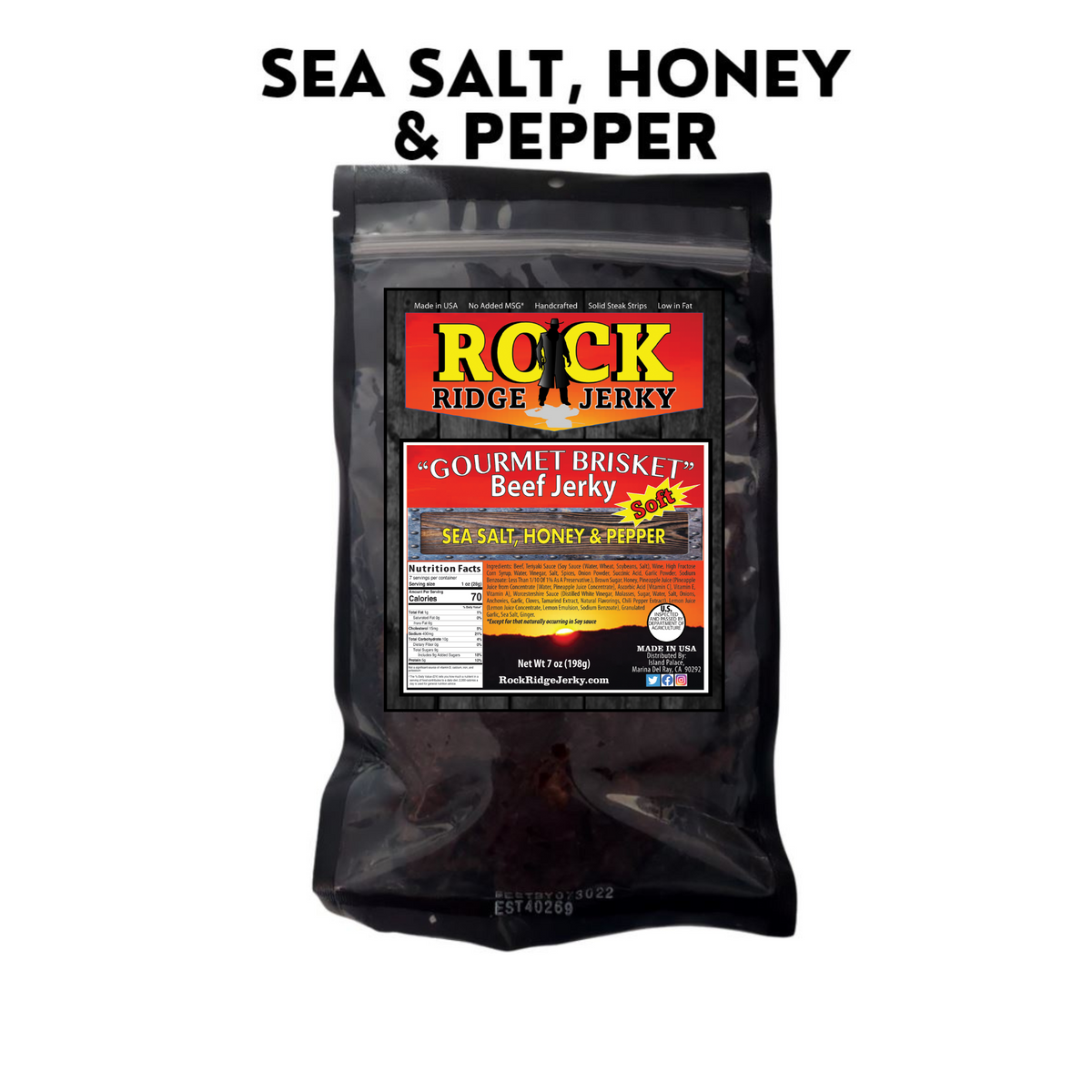 Sea Salt, Honey & Pepper brisket beef jerky