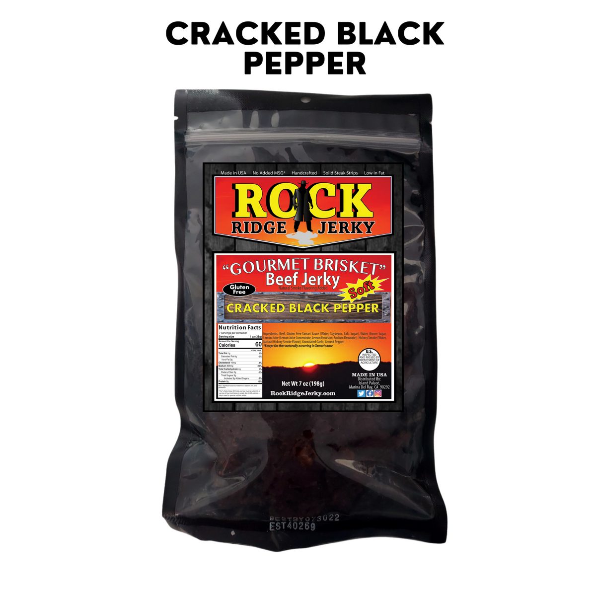 CRACKED BLACK PEPPER brisket beef jerky