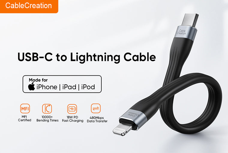 Short USB C to Lightning Cable 0.5ft MFi Certified